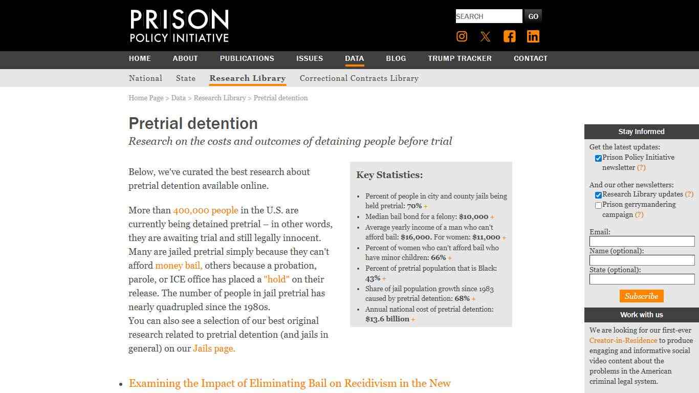 Pretrial detention | Prison Policy Initiative
